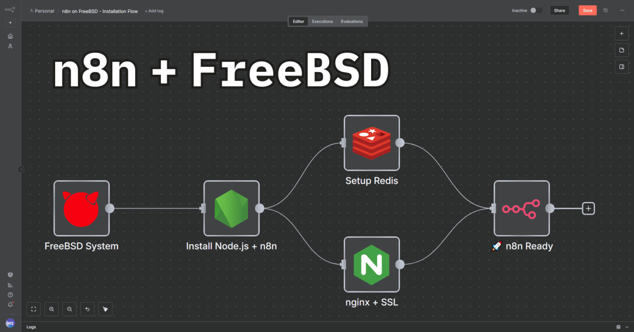 n8n install on FreeBSD: PF firewall, node.js, Redis, SSL, Queue Mode - configuration and optizmization